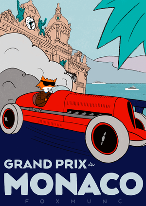 FoxMunc Grand Prix de Monaco vintage travel poster